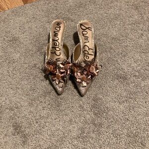 Sam Edelman Floral Embellished Mules - Brown